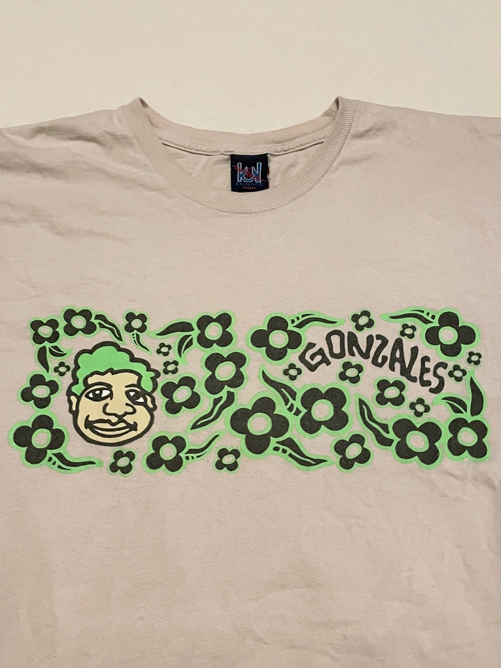 Krooked Skateboards Mark Gonzales Gonz Floral Art T-Shirt Tan - Picture 3 of 16